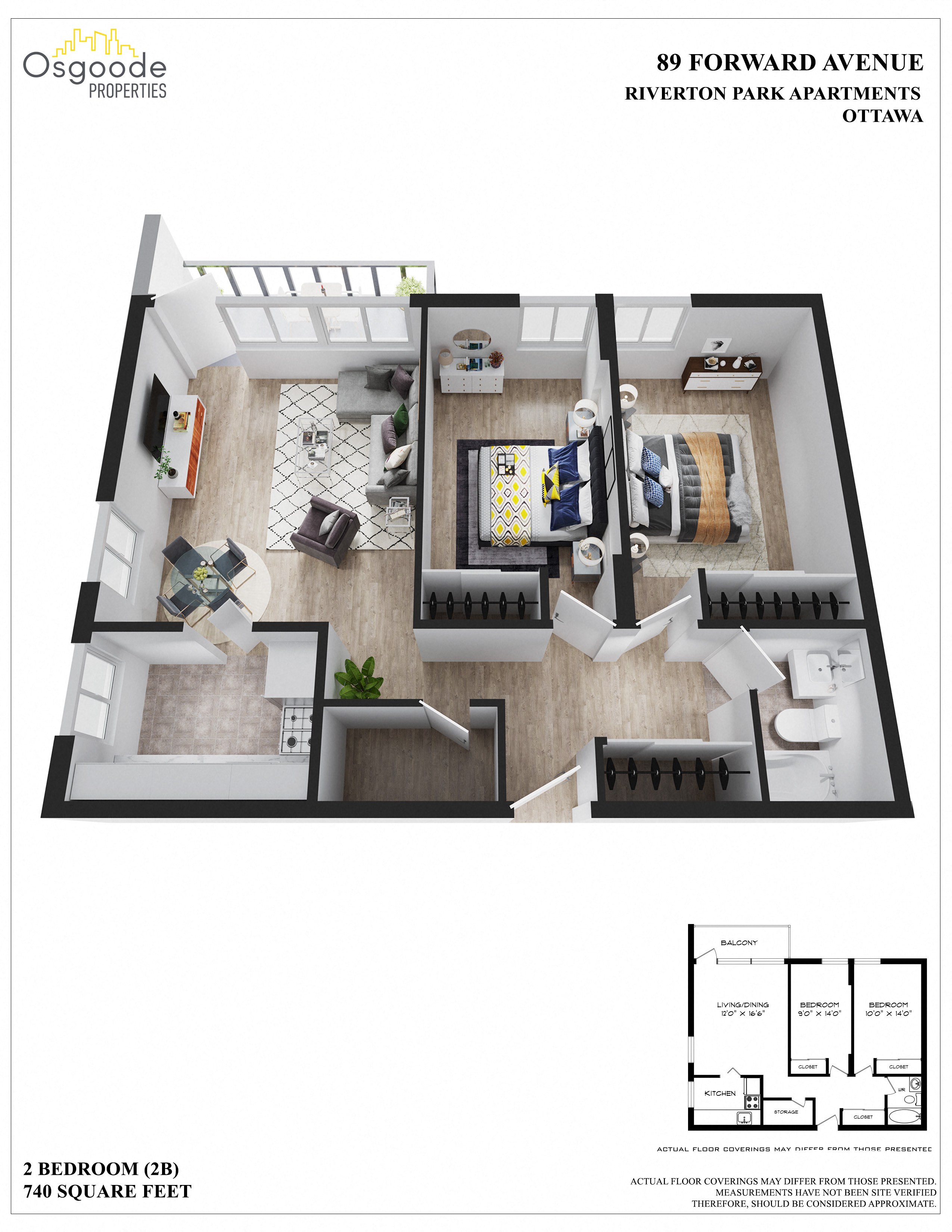 2 bedroom Apartments for rent in Ottawa at Riverton Park - Floorplan 01 - RentersPages – L402858